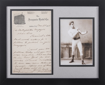 1904 James J. Corbett Handwritten & Signed Letter With Photo In 15x12 Framed Display (JSA)